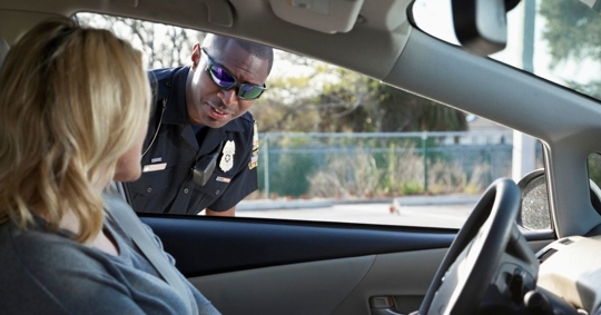 woman pulled over by a police officer
